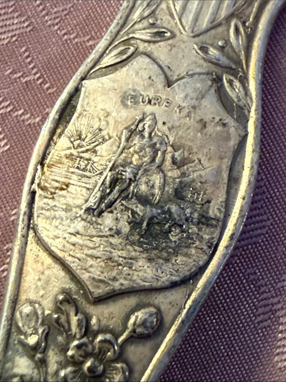 Antique Decorative California Eureka Silver plated Serving Spoon